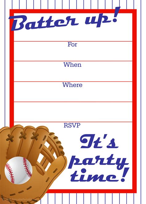 Baseball Party Invitation Template
